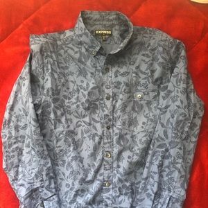Express Medium Blue Floral Print Shirt